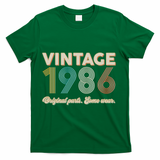 40th Birthday Vintage 1986 Original Parts Some Wear  T-Shirt - Green