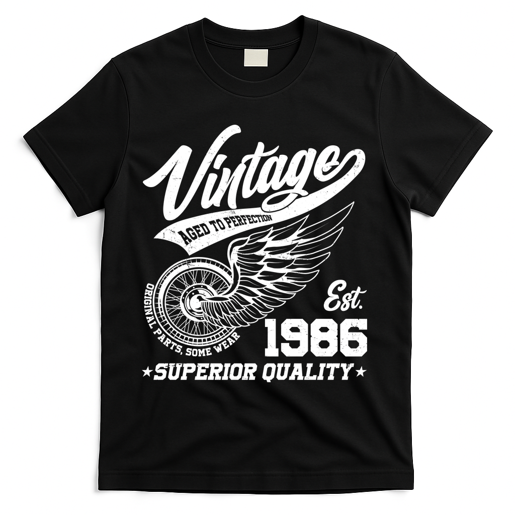 40th Birthday Vintage Age To Perfection EST 1986 Superior Quality T-Shirt - Black
