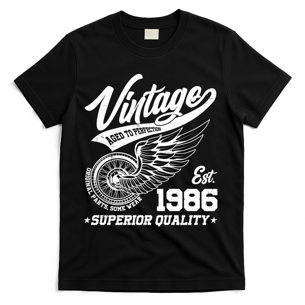 40th Birthday Vintage Age To Perfection EST 1986 Superior Quality T-Shirt - Black