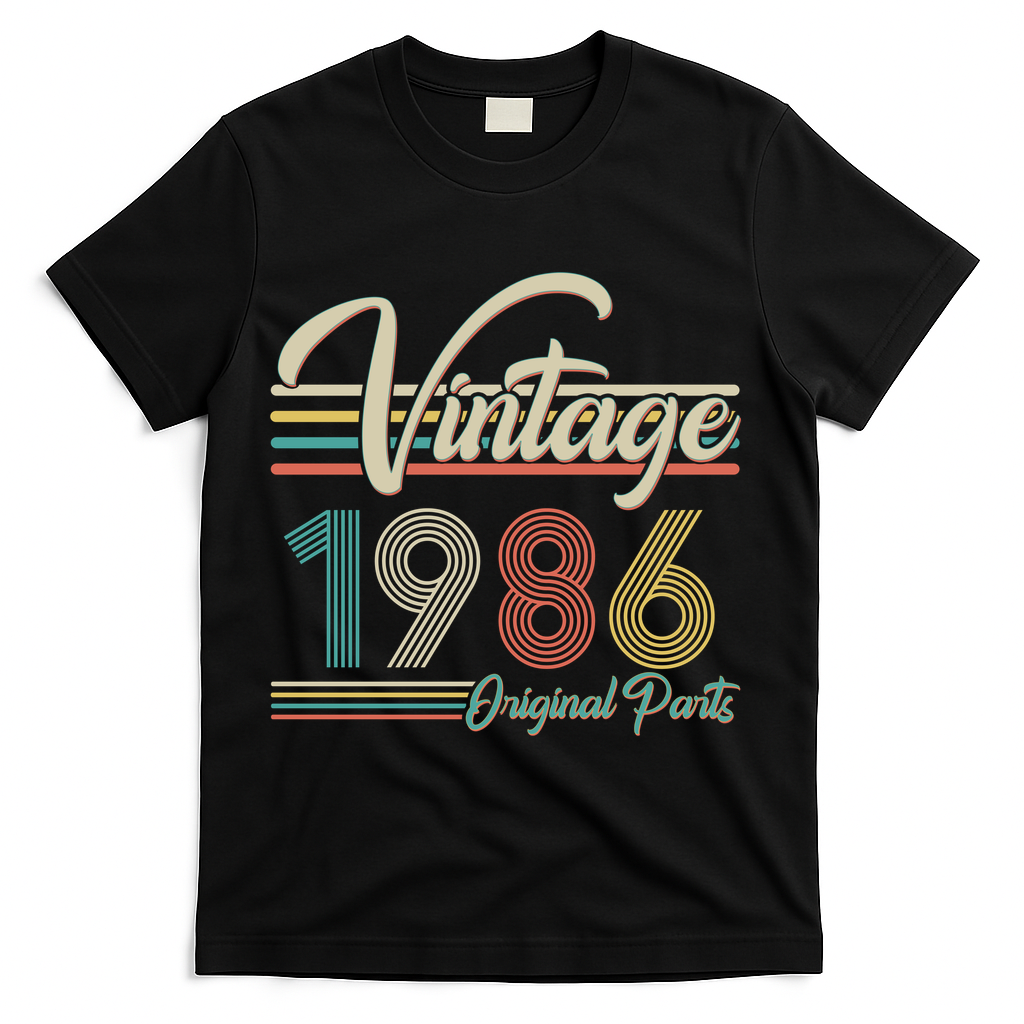 40th Birthday Vintage 1986 Original Parts Birthday T-Shirt - Black