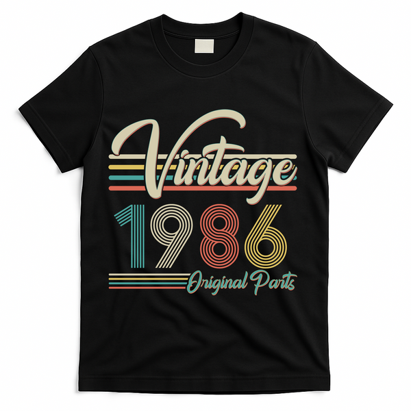 40th Birthday Vintage 1986 Original Parts Birthday T-Shirt - Black