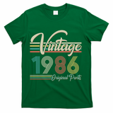 40th Birthday Vintage 1986 Original Parts Birthday T-Shirt - Green