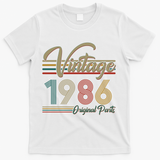 40th Birthday Vintage 1986 Original Parts Birthday T-Shirt - White