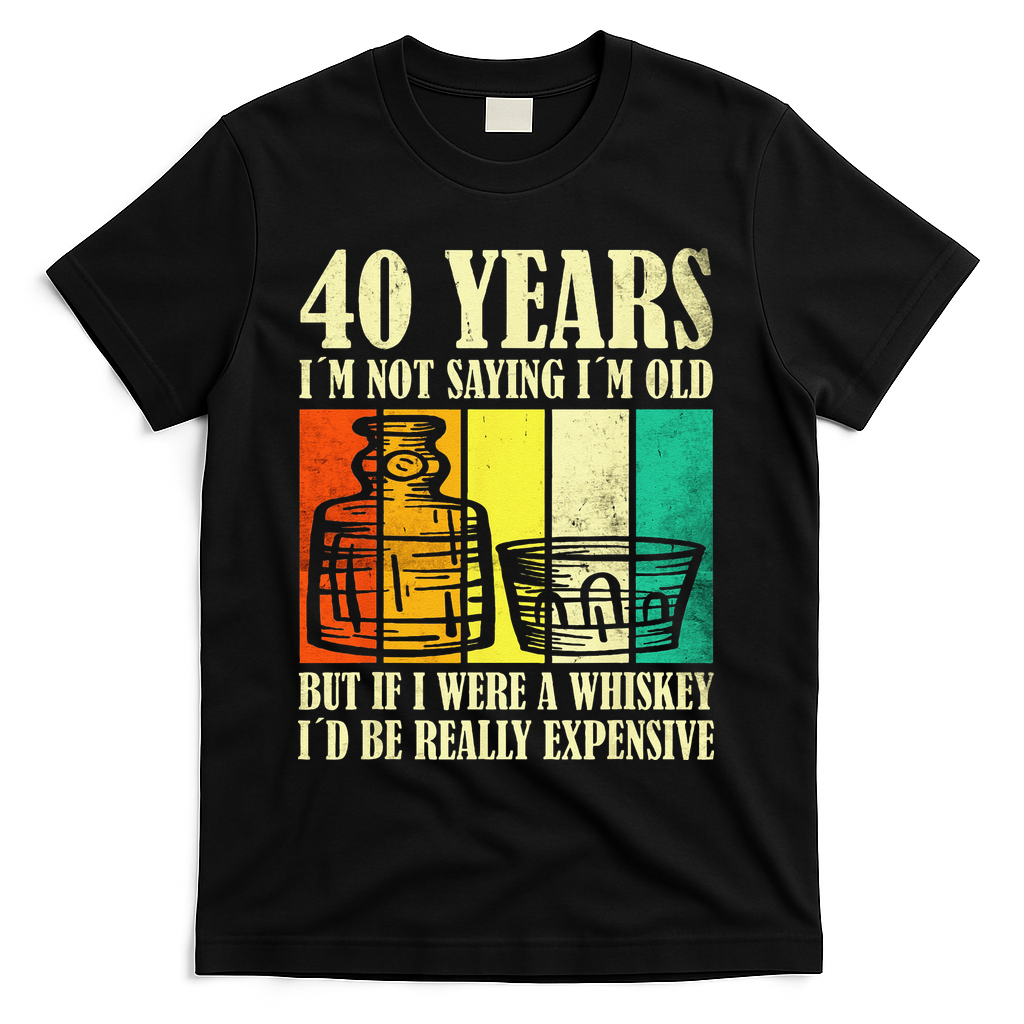 40 Year Old Vintage Bourbon Vintage Whiskey 40th Birthday T-Shirt - Black