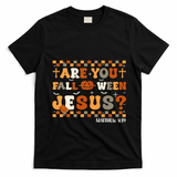 Autumn Are You Falloween Jesus Christian Halloween Pumpkin T-Shirt - Black