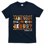 Autumn Are You Falloween Jesus Christian Halloween Pumpkin T-Shirt - Navy Blue