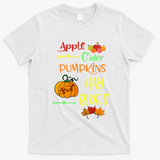 Apple Cider Pumpkins And Hayrides Cute Fall T-Shirt - White
