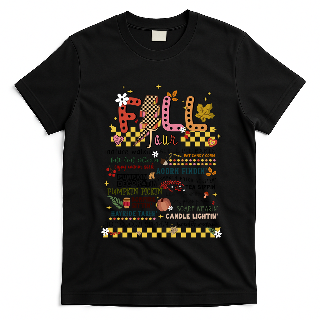 Autumn Fall Graphic T-Shirt - Black