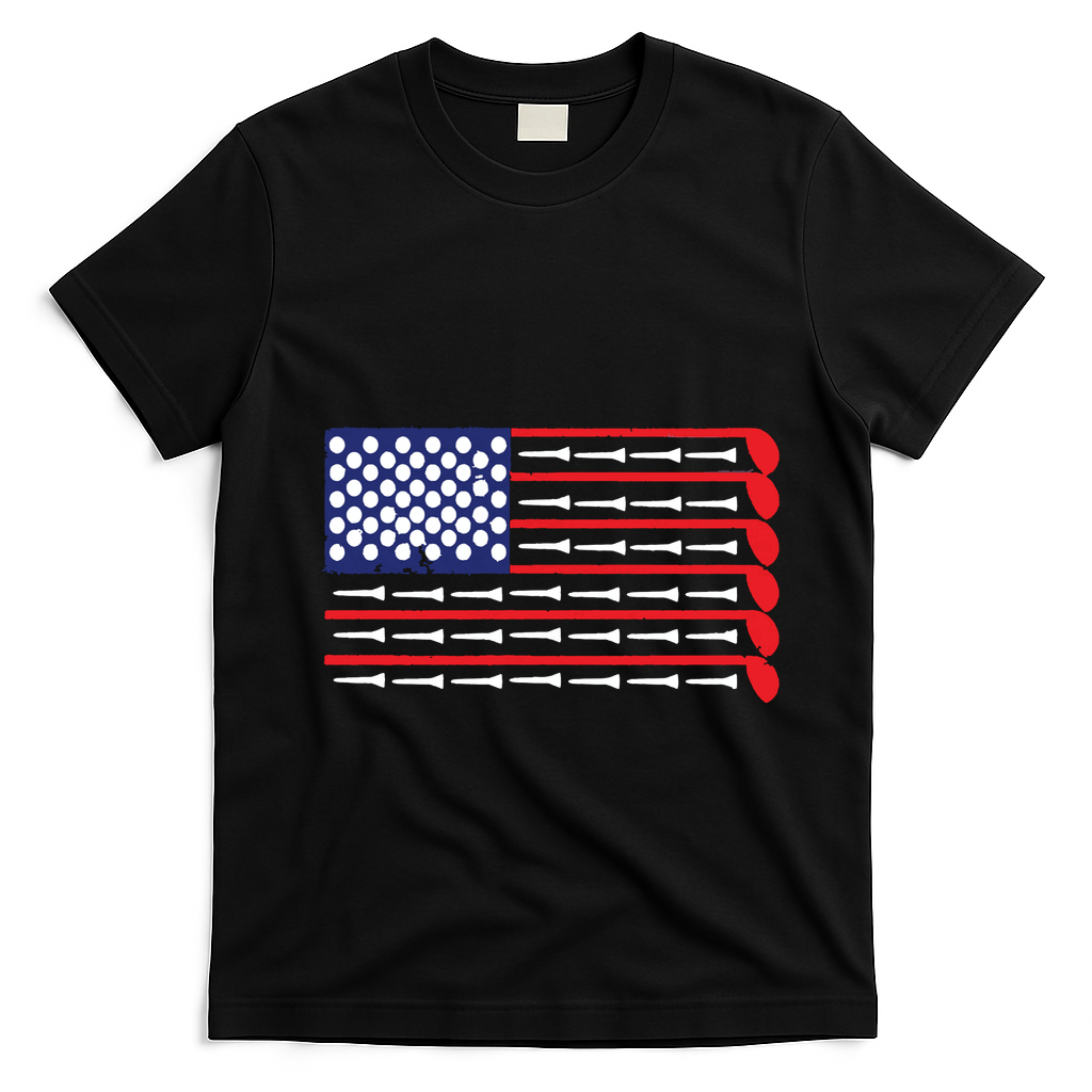 American Flag Golf T-Shirt - Black