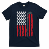 American Flag Golf Balls And Club Vintage Golfing Golfer T-Shirt - Navy Blue