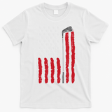 American Flag Golf Balls And Club Vintage Golfing Golfer T-Shirt - White