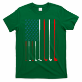 American Flag Golf Clubs Gift T-Shirt - Irish Green