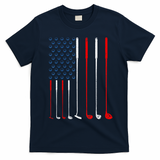 American Flag Golf Clubs Gift T-Shirt - Navy Blue