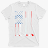 American Flag Golf Clubs Gift T-Shirt - White