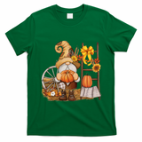 Autumn Fall Season Gnome Pumpkin Floral T-Shirt - Irish Green