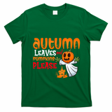 Autumn Leaves And Pumpkins Please T-Shirt - Irish Green