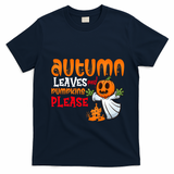 Autumn Leaves And Pumpkins Please T-Shirt - Navy Blue