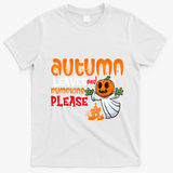 Autumn Leaves And Pumpkins Please T-Shirt - White