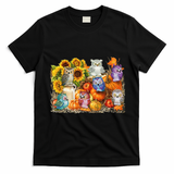 Autumn Owl Sunflower Pumpkin Halloween Costume T-Shirt - Black