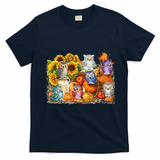 Autumn Owl Sunflower Pumpkin Halloween Costume T-Shirt - Navy Blue