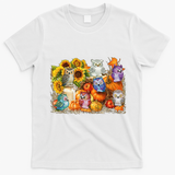 Autumn Owl Sunflower Pumpkin Halloween Costume T-Shirt - White