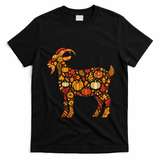 Autumn Pumpkin Fall Goat Thanksgiving T-Shirt - Black