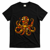 Autumn Pumpkin Fall Octopus Thanksgiving T-Shirt - Black