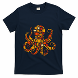 Autumn Pumpkin Fall Octopus Thanksgiving T-Shirt - Navy Blue