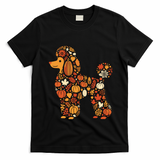 Autumn Pumpkin Fall Poodle Thanksgiving Dog T-Shirt - Black