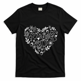 Autumn Pumpkin Fall Lover Heart Gift T-Shirt - Black