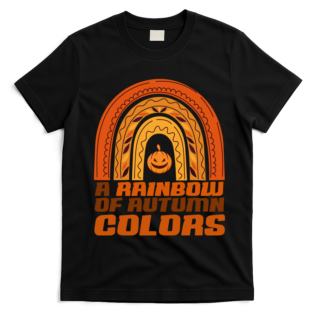 A Rainbow Of Autumn Colors Halloween Pumpkin T-Shirt - Black
