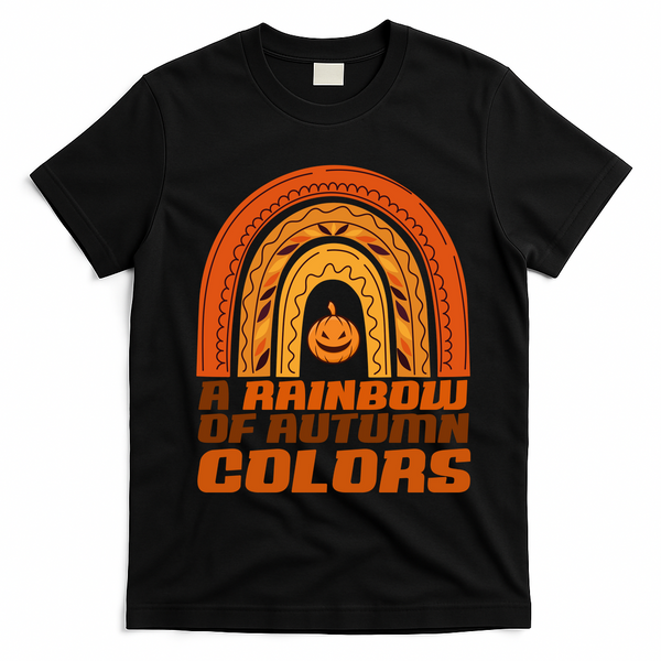 A Rainbow Of Autumn Colors Halloween Pumpkin T-Shirt - Black