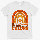 A Rainbow Of Autumn Colors Halloween Pumpkin T-Shirt - White
