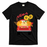 Autumn Sunflower Pumpkin Vintage Truck T-Shirt - Black