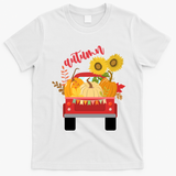 Autumn Sunflower Pumpkin Vintage Truck T-Shirt - White