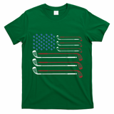 Amerikan Unabhngigkeitstag Erinnerungspatriot Golf Clubs Usa Flag Red White And Blue T-Shirt - Irish Green