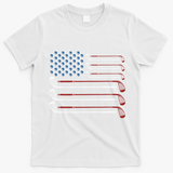 Amerikan Unabhngigkeitstag Erinnerungspatriot Golf Clubs Usa Flag Red White And Blue T-Shirt - White