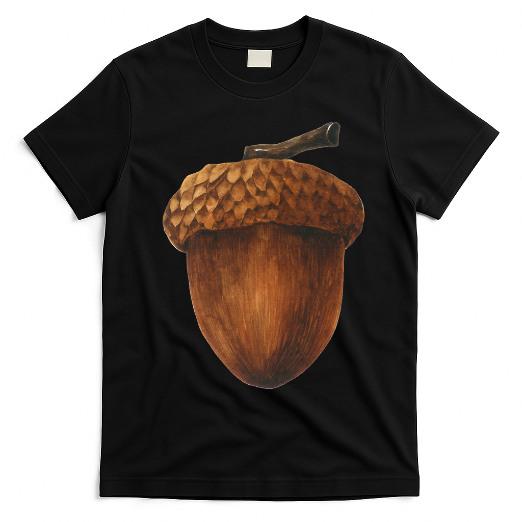 Big Acorn Costume Cute Easy Food Halloween T-Shirt - Black