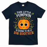 Big Brother Cute Thanksgiving Pumpkin Pregnancy Announcement T-Shirt - Navy Blue