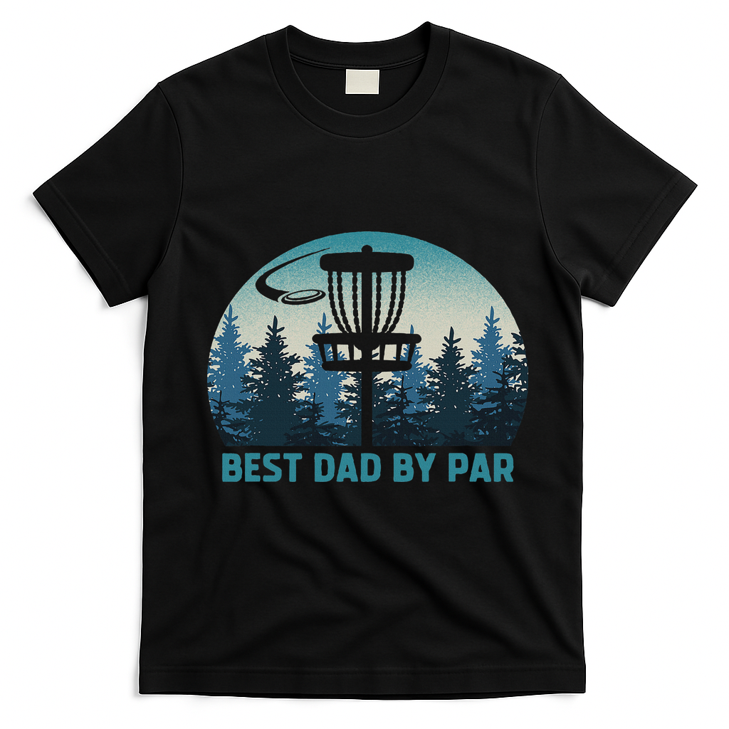 Best Dad By Par Funny Disc Golf Frisbee Golfer Father's Day T-Shirt - Black