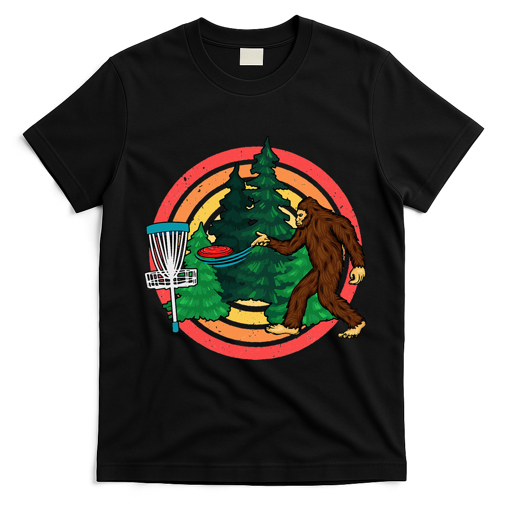 Bigfoot Disc Golf Funny Disc Golf T-Shirt - Black
