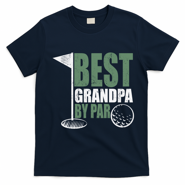 Best Grandpa By Par Father's Day Distressed T-Shirt - Navy Blue
