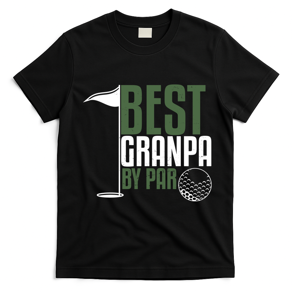 Best Grandpa By Par Fathers Day Golf T-Shirt - Black