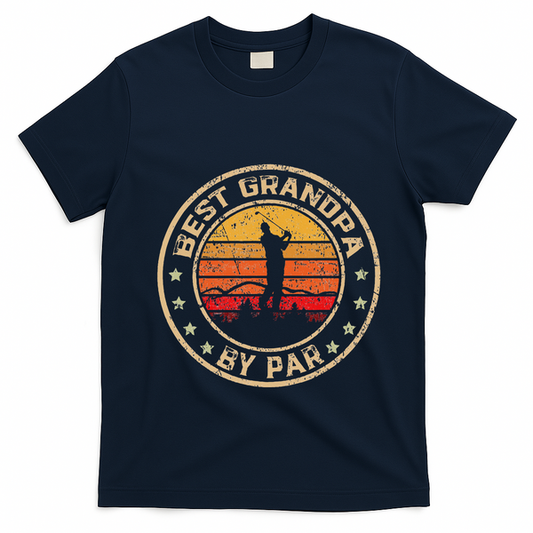 Best Grandpa By Par FatherS Day Golf Golfing T-Shirt - Navy Blue