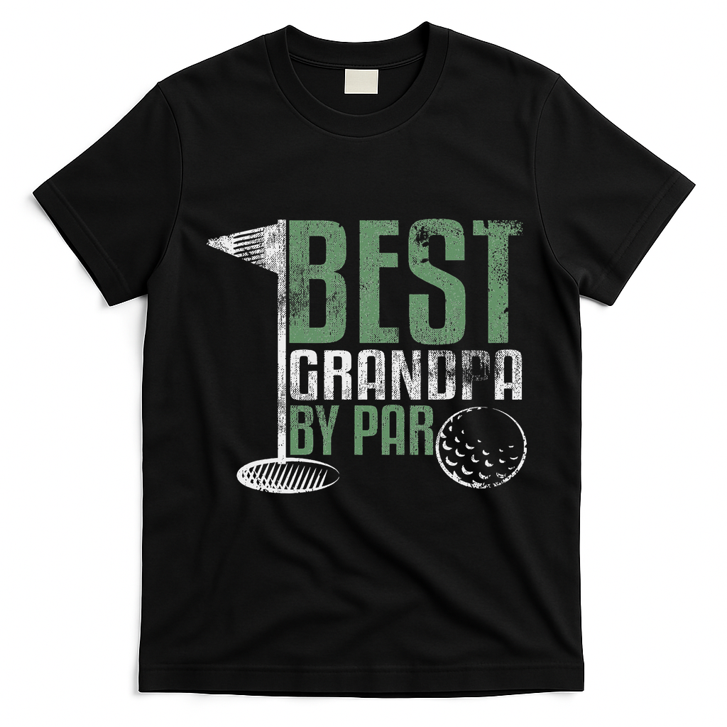 Best Grandpa By Par Father's Day Golf Grandad Golfing Gift T-Shirt - Black