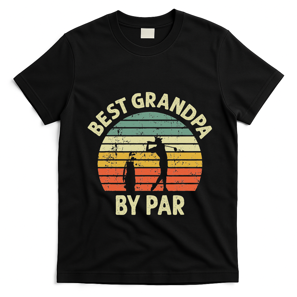 Best Grandpa By Par Golf Golfer Golfing Grandfather Design T-Shirt - Black