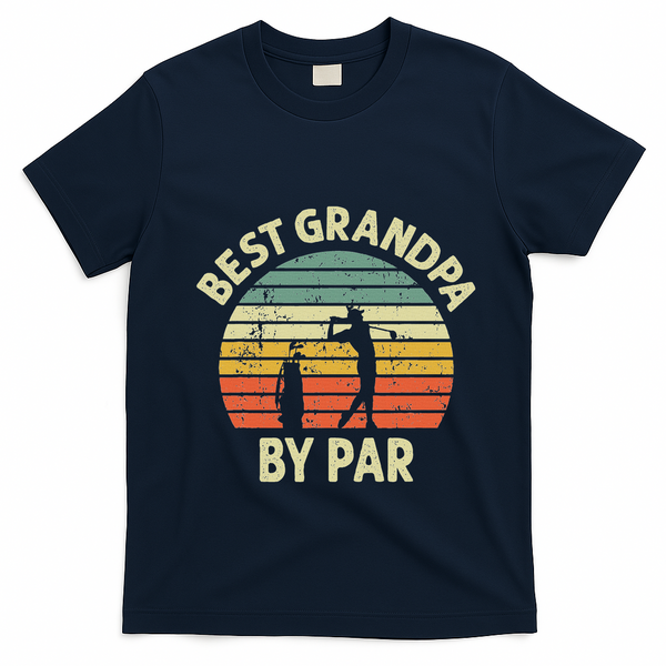 Best Grandpa By Par Golf Golfer Golfing Grandfather Design T-Shirt - Navy Blue