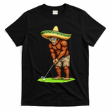 Bigfoot Golf Player Cinco De Mayo Mexican Golfer Food T-Shirt - Black