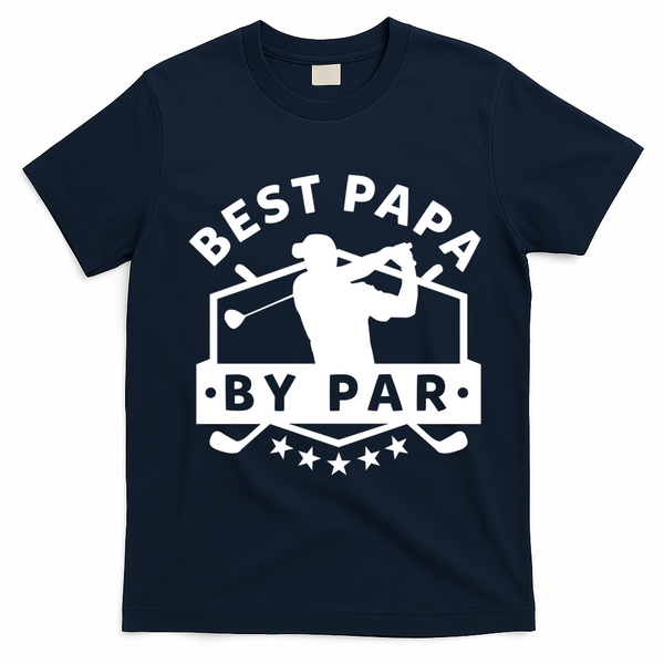 Best Papa By Par Golf Gift Dad Grandpa Gift Funny Gift T-Shirt - Navy Blue