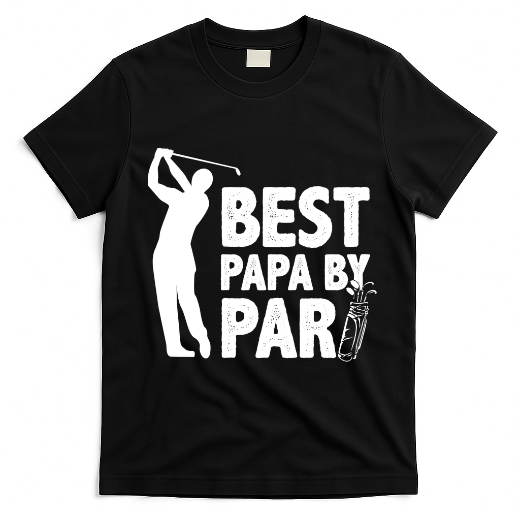 Best Papa By Par Fathers Day Golf T-Shirt - Black